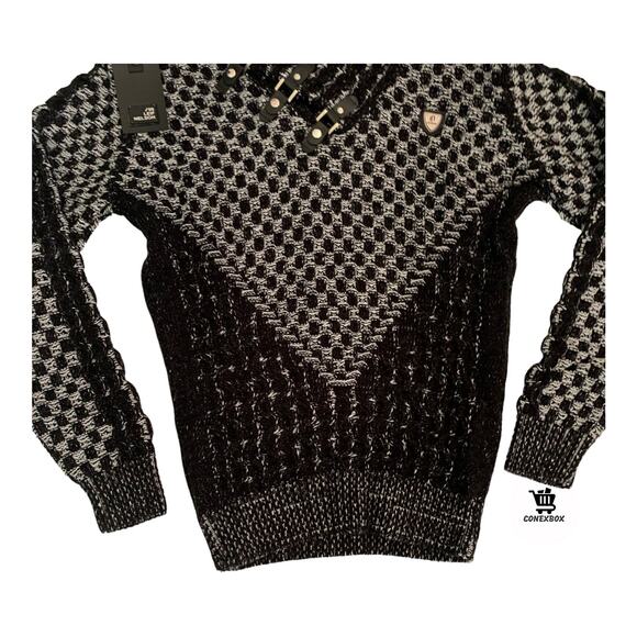 Leif Nelson Mens Size 3XL Knitted Slim Fit Ecru Adult Pullover Sweater Brand New - Picture 10 of 11